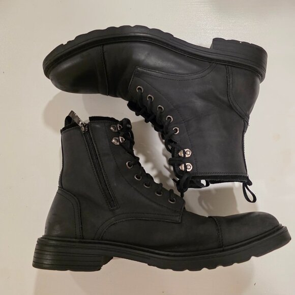 Vostey Motorcycle Casual Boots Black Leather Zipper Chukka Shoes Men's 9.5 - Picture 9 of 13